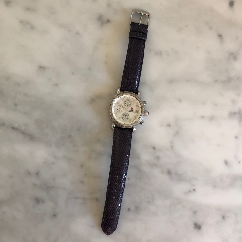 Dark Purple Genuine Lizard Michele Watch Strap 18m